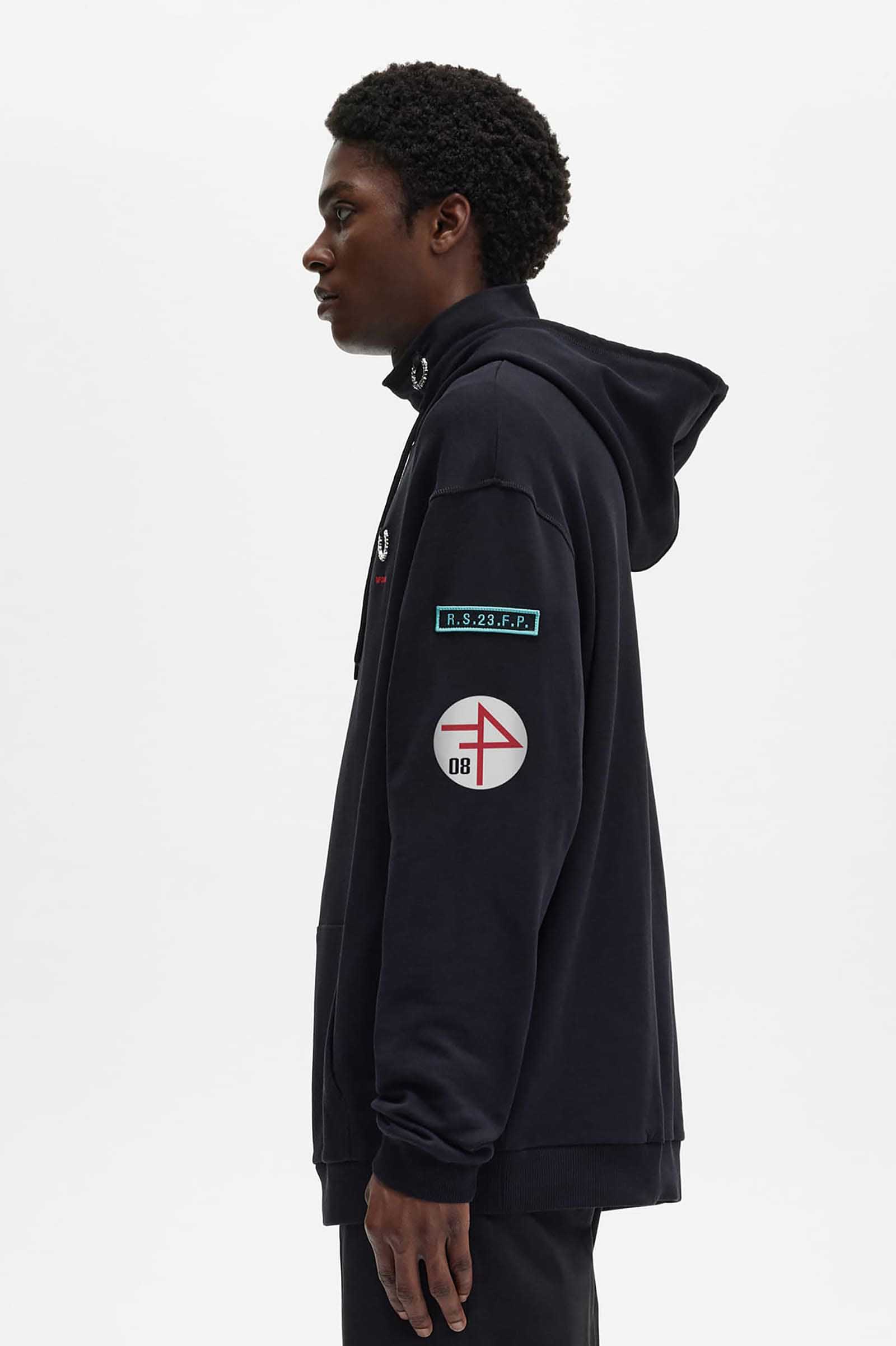 Raf Simons Patched Overhead Hoody(S 102：BLACK): | FRED PERRY ...