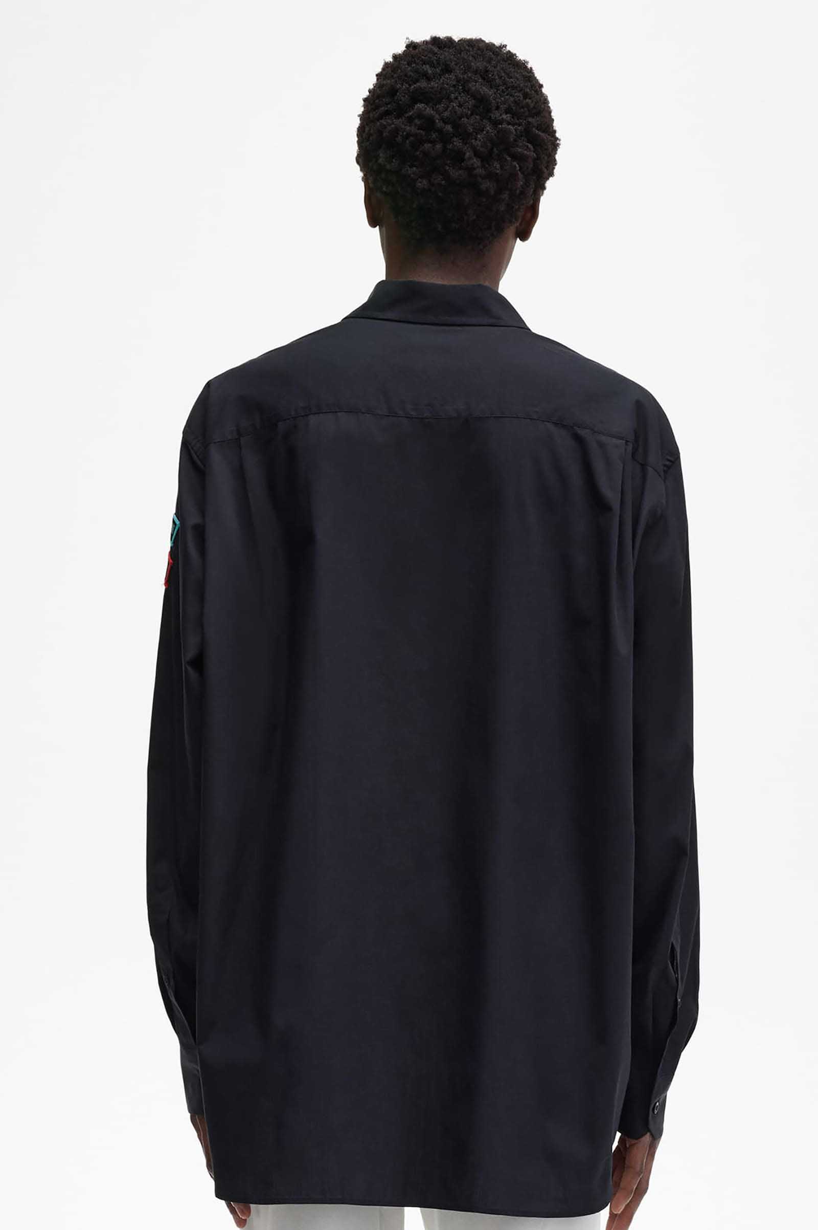 Raf Simons Patched Oversized Shirt(S 102：BLACK): | FRED PERRY