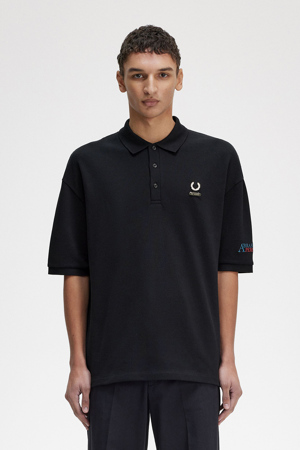 Raf Simons Embroidered Oversized Polo(S 102：BLACK): | FRED PERRY