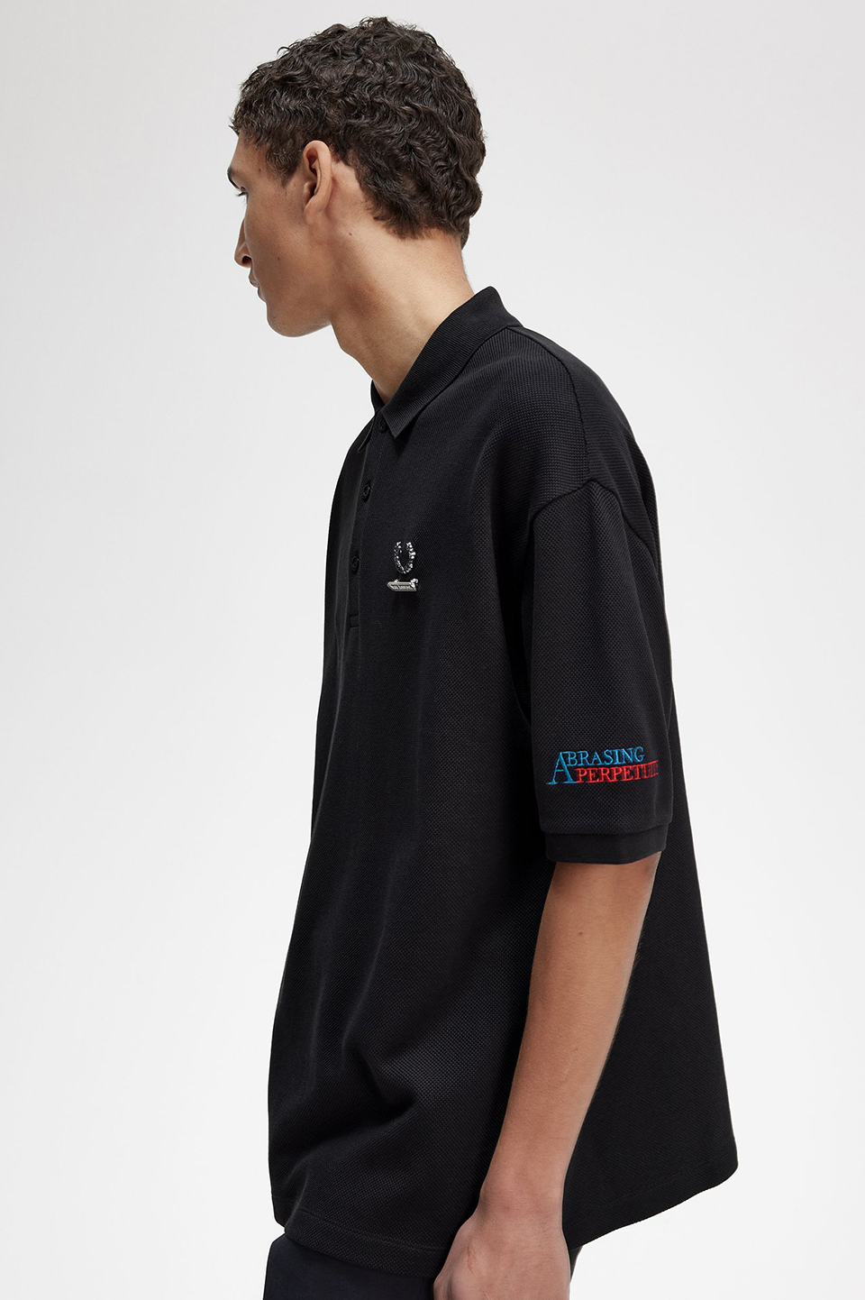 Raf Simons Embroidered Oversized Polo(S 102：BLACK): | FRED PERRY