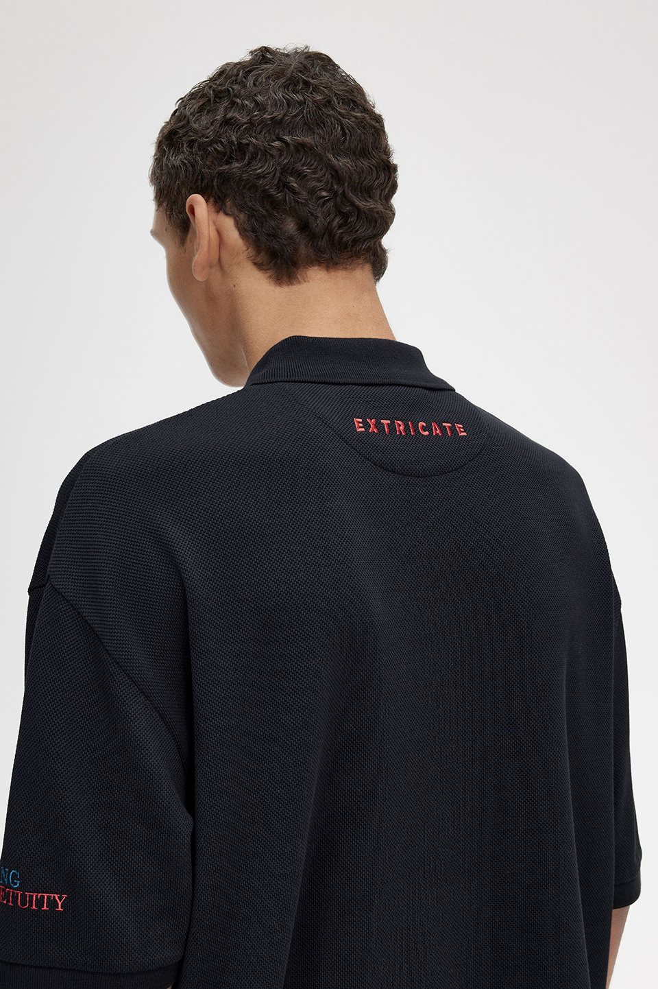 Raf Simons Embroidered Oversized PoloS ：BLACK:   FRED PERRY