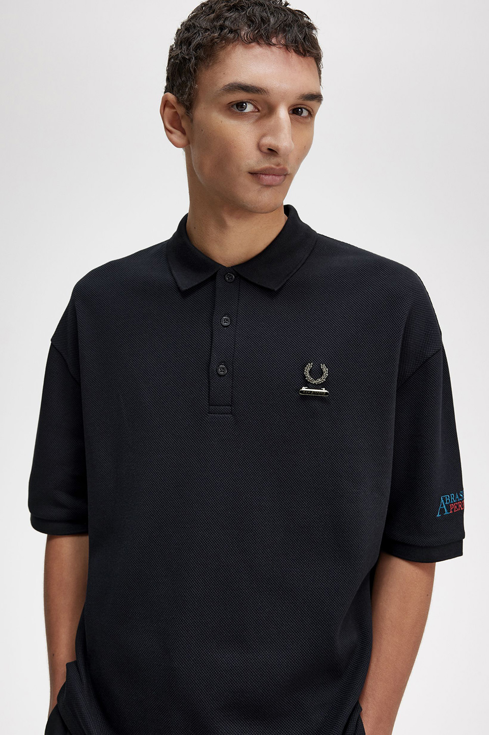 Raf Simons Embroidered Oversized Polo(S 102：BLACK): | FRED PERRY