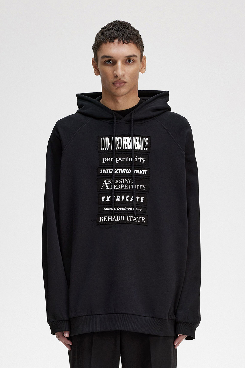 Raf Simons Printed Patch Hooded Sweatshirt(M 102：BLACK): | FRED