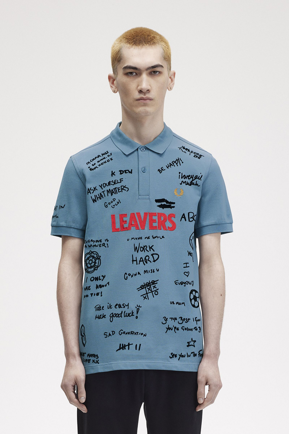 Corbin Shaw Leavers Fred Perry Shirt<br>N11：ASH BLUE