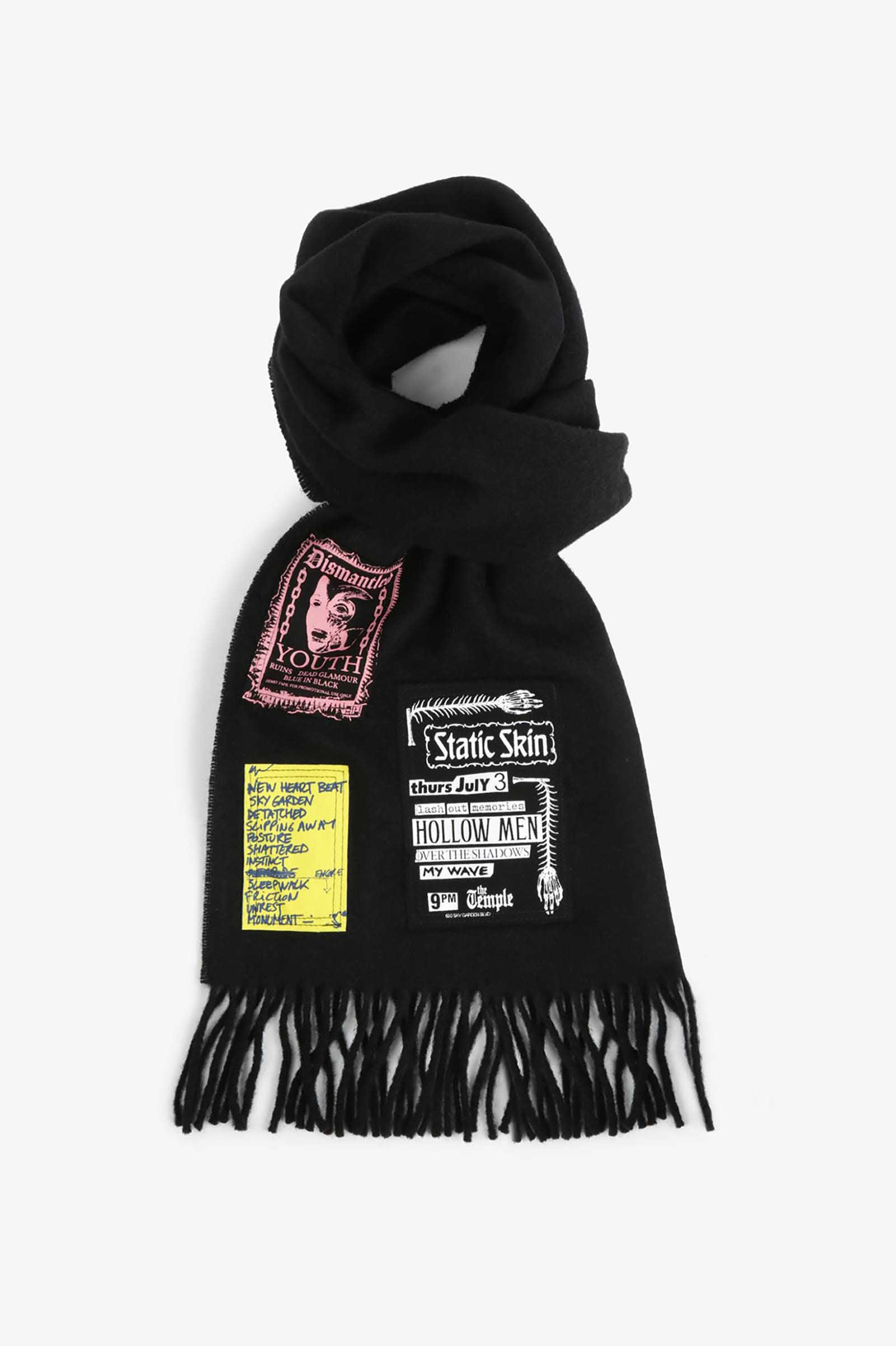 RAF SIMONS ラフシモンズ Flannel Scarf フランネルスカーフ マフラー ブラック SM2048