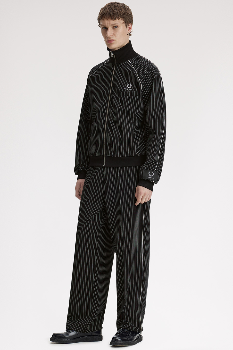 Kris Van Assche Pinstripe Track Pants(S 102：BLACK): | FRED PERRY