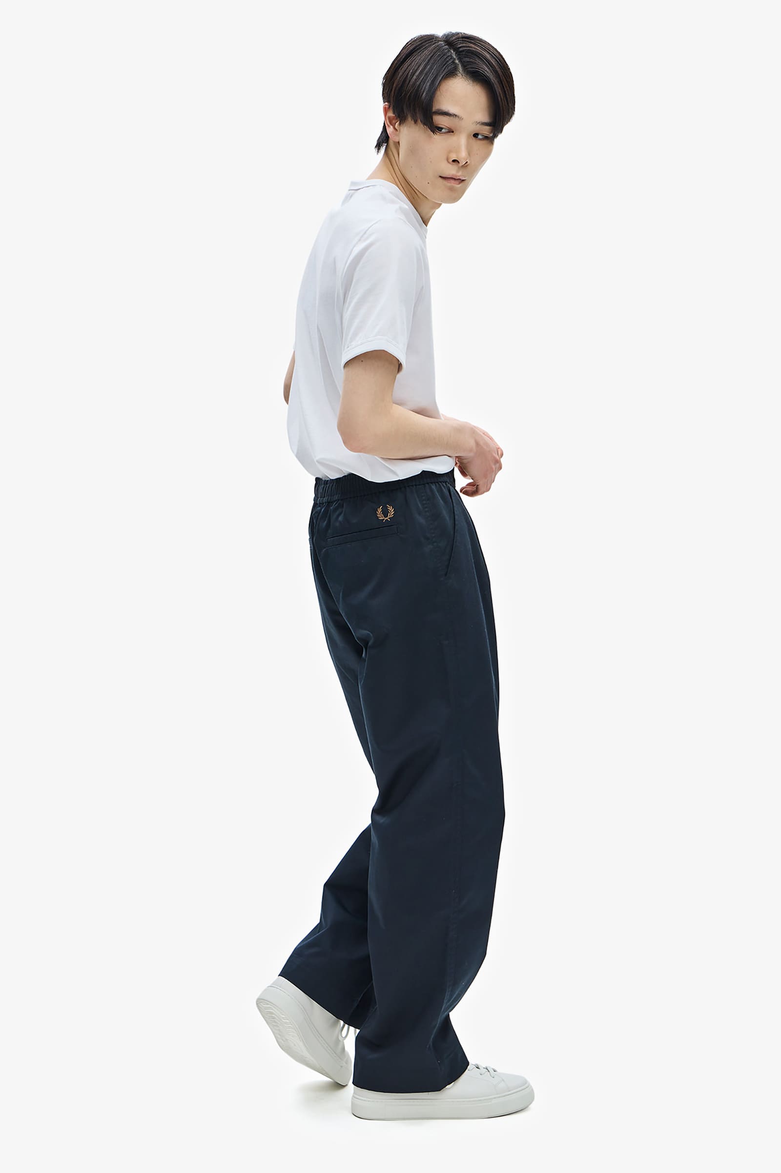 Wide Leg Draw String Trouser(S 608：NAVY): | FRED PERRY JAPAN 