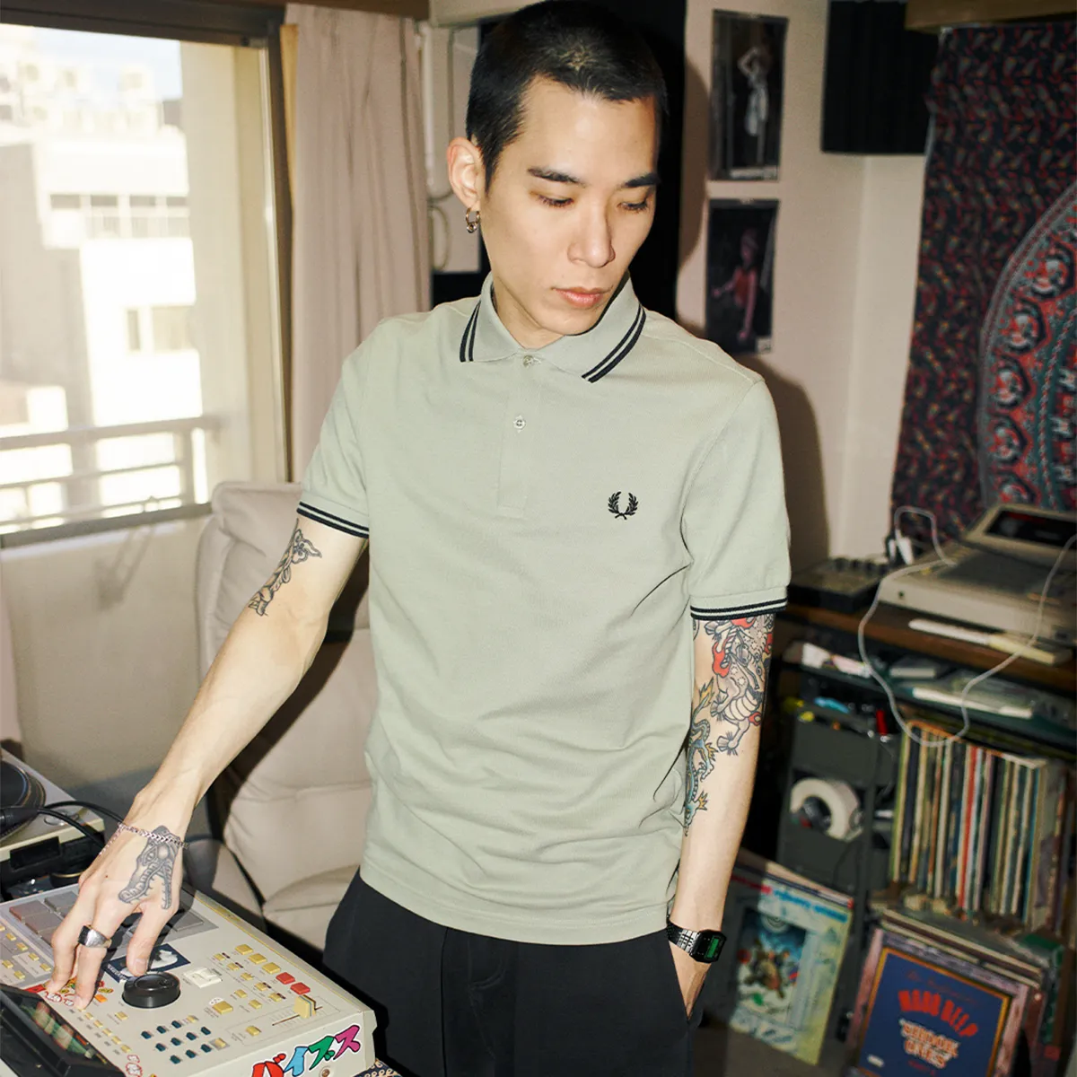 フレッド ペリー FRED PERRY フレッドペリー COLLARED SWEATSHIRT M x 