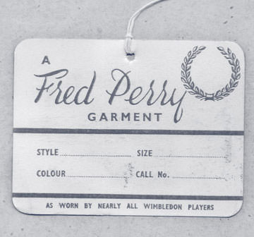 Fred Perry original clothing tag